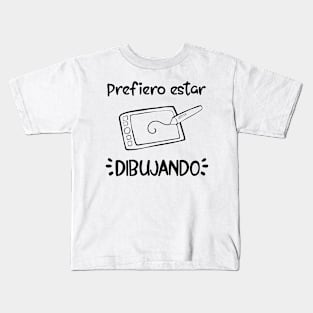 Prefiero estar dibujando (digital) [negro] Kids T-Shirt